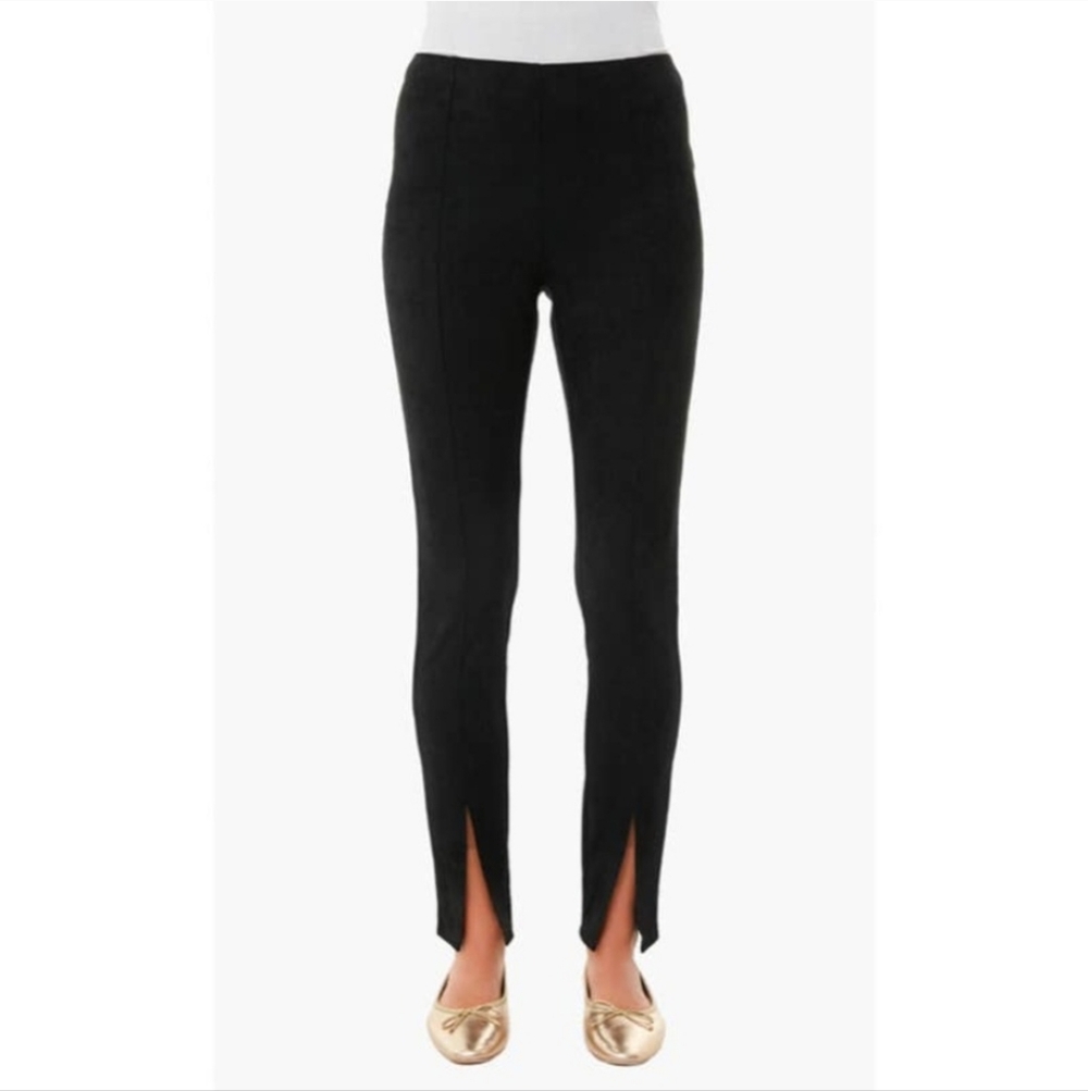 Tuckernuck Pomander Place Black Faux Suede Slit Front Sloane Leggings Small